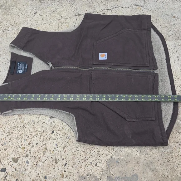 Carhartt Men's Washed Duck Sherpa-Lined Vest Size Large Brown - Picture 5 of 8